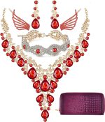 Paxuan Wedding Bridal Bridesmaid Austrian Crystal Rhinestone Jewelry Sets Statement Choker Necklace Drop Dangle Earrings Sets for Wedding Party Prom